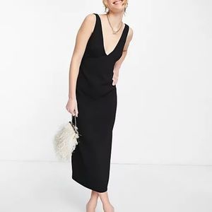 ASOS Black V-Neck Midi Dress
